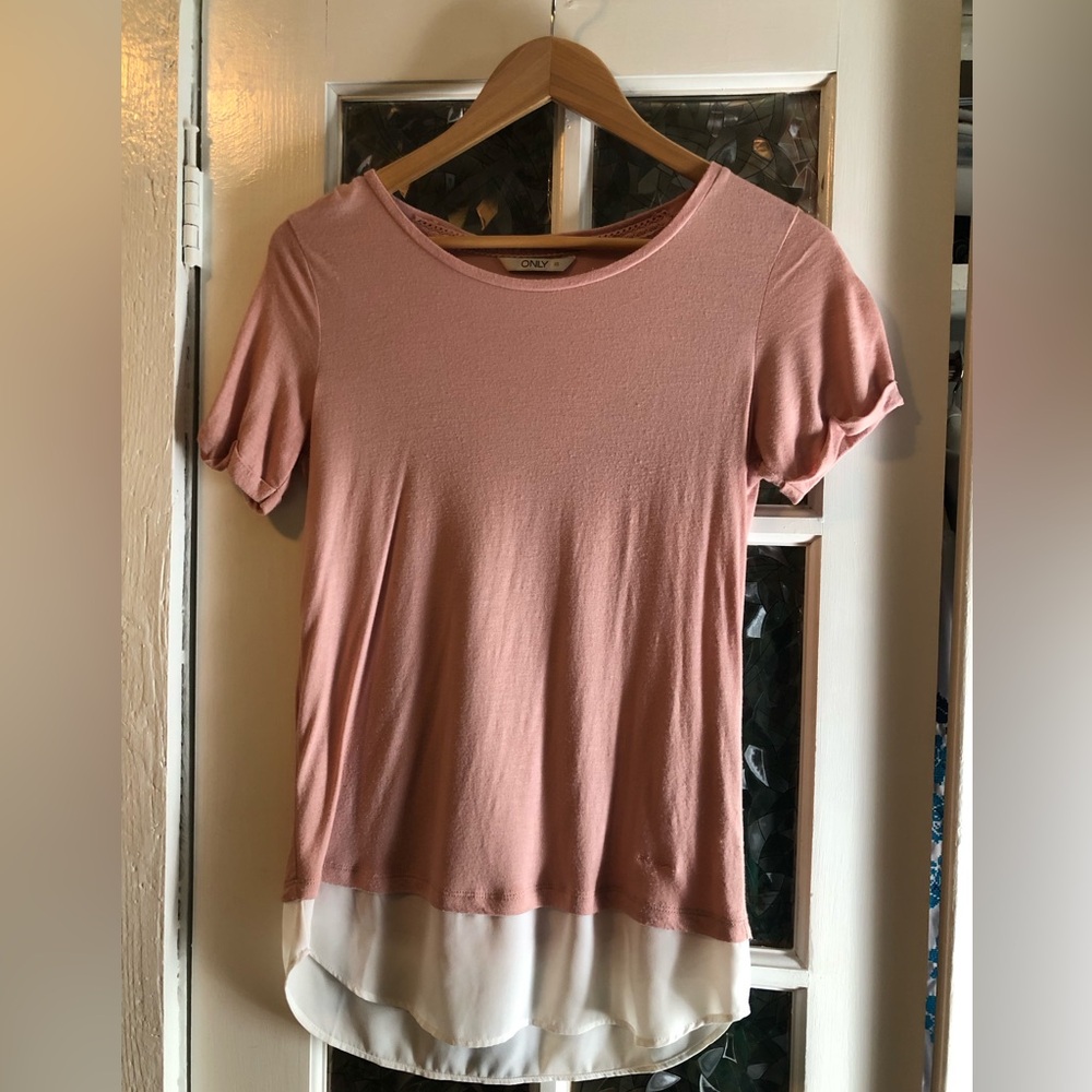 Only Pink and Cream Sleeveless Top
